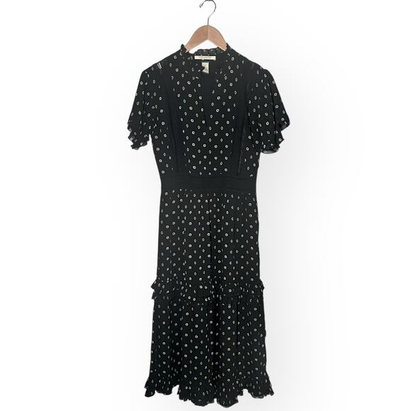 SCOTCH & SODA Tasha Ruffle Midi Dress Cottagecore Boho Black Cocktail Wedding M - Picture 11 of 15